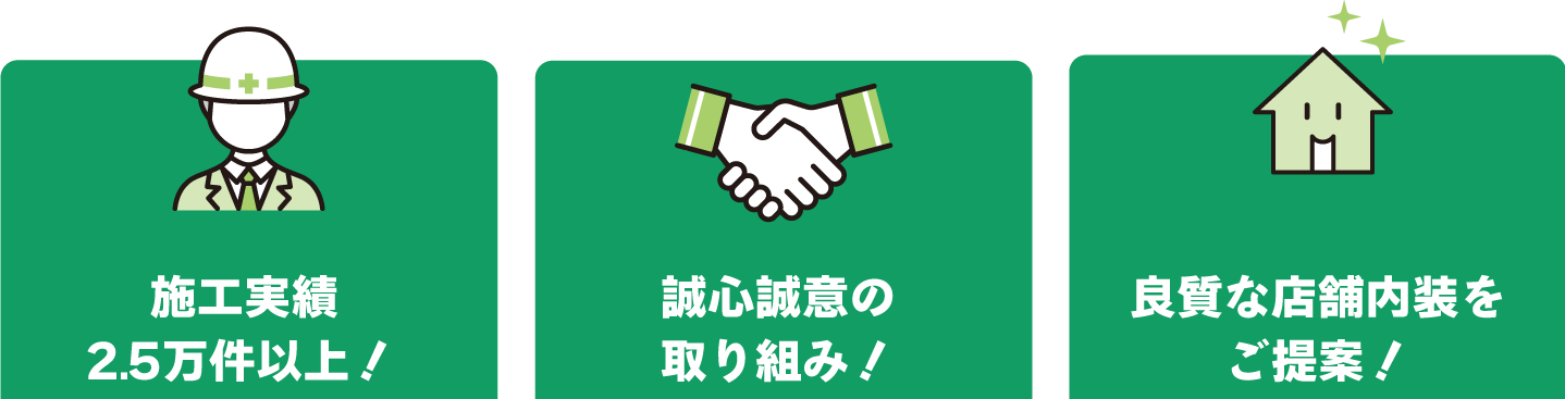 施工事例25万件以上！誠心誠意の取り組み！良質な店舗内装をご提案！